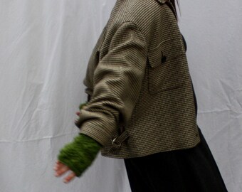Vintage Tweed Houndstooth Jacket / Blazer, Anne Klein II, 1980s, size medium-large