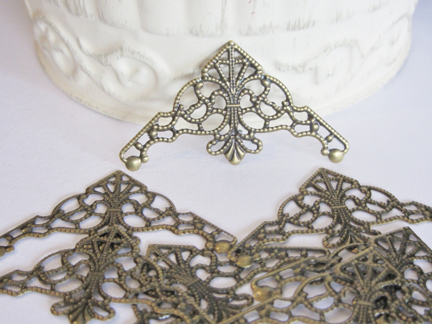 8 Filigree Metal Embellishments for ScrapbookingCard