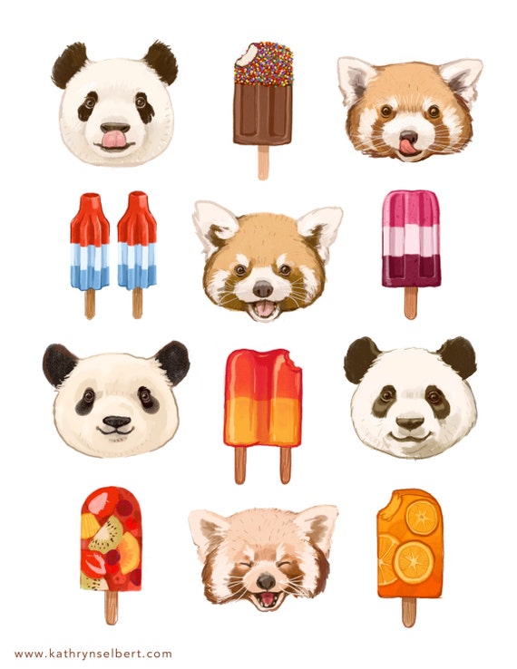 Fine Art Print - Pandas and Popsicles Illustration
