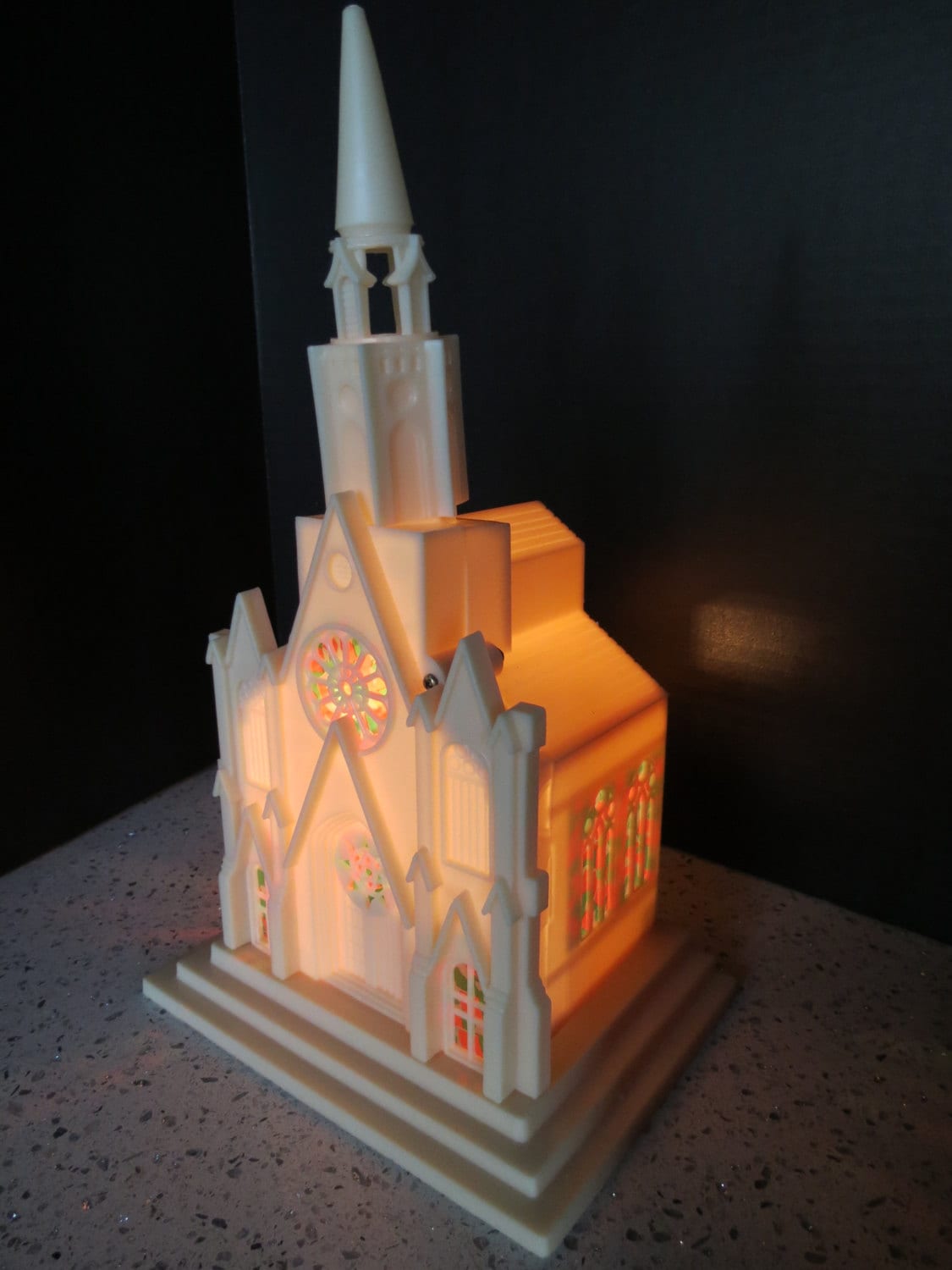 Vintage Plastic Lighted Church Music Box Silent Night