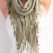 Green Pashmina Shawl/ Scarf Lace Scarf Lace Edge