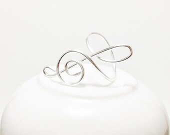Treble Clef Ring, Music Jewelry, Music Note Ring, G Clef Jewelry, Adjustable Ring, .925 Sterling Silver, Wire Jewelry, Band Geeks, Musicians