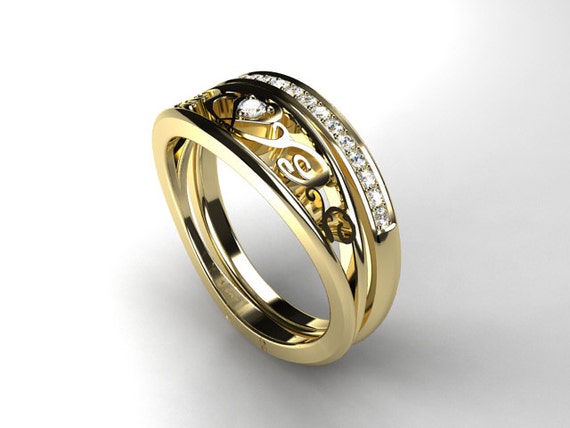 Engagement ring set heart filigree ring filigree engagement