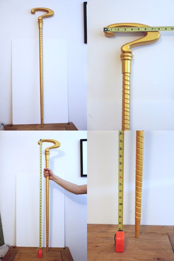 RIDDLER Spiral CANE 42 inch Question Mark Gold Costume