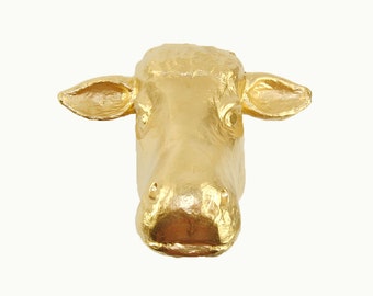 White Faux Taxidermy - The Gold Paper Mache Cow - Faux Taxidermy - Gold ...