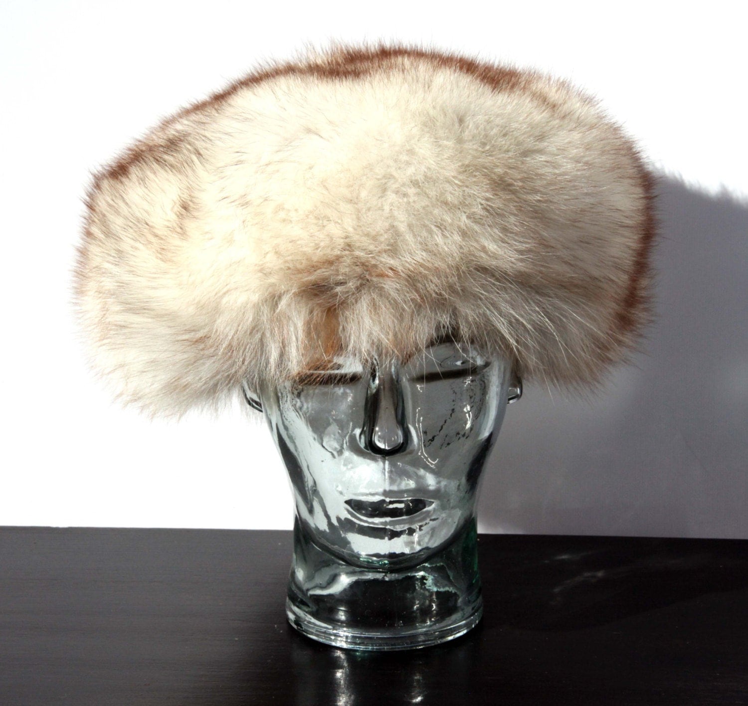 White SNOW ARCTIC FOX Fur Hat Soft Luxurious Thick White and