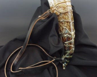 Blown Glass Drinking Horn with Strap