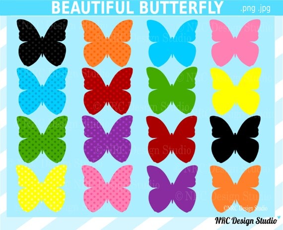 Spring Bugs Clip Art - Butterfly Clip Art - Digital Bugs Butterfly Clipart - Polka Dot, Colorful Il_570xn