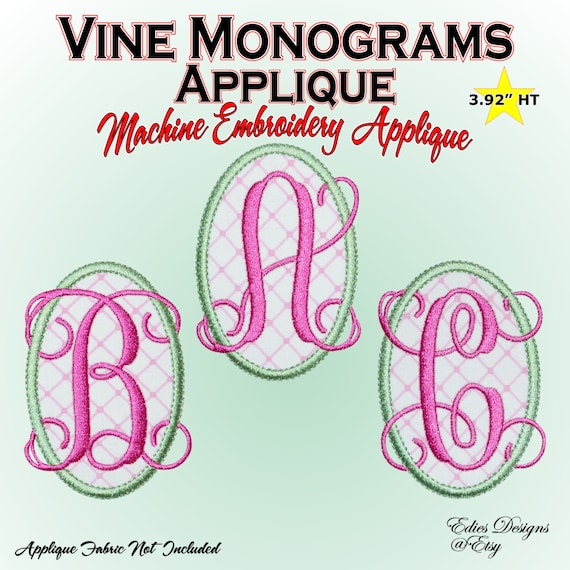 Vine Monograms Applique Machine Embroidery Designs by EdiesDesigns