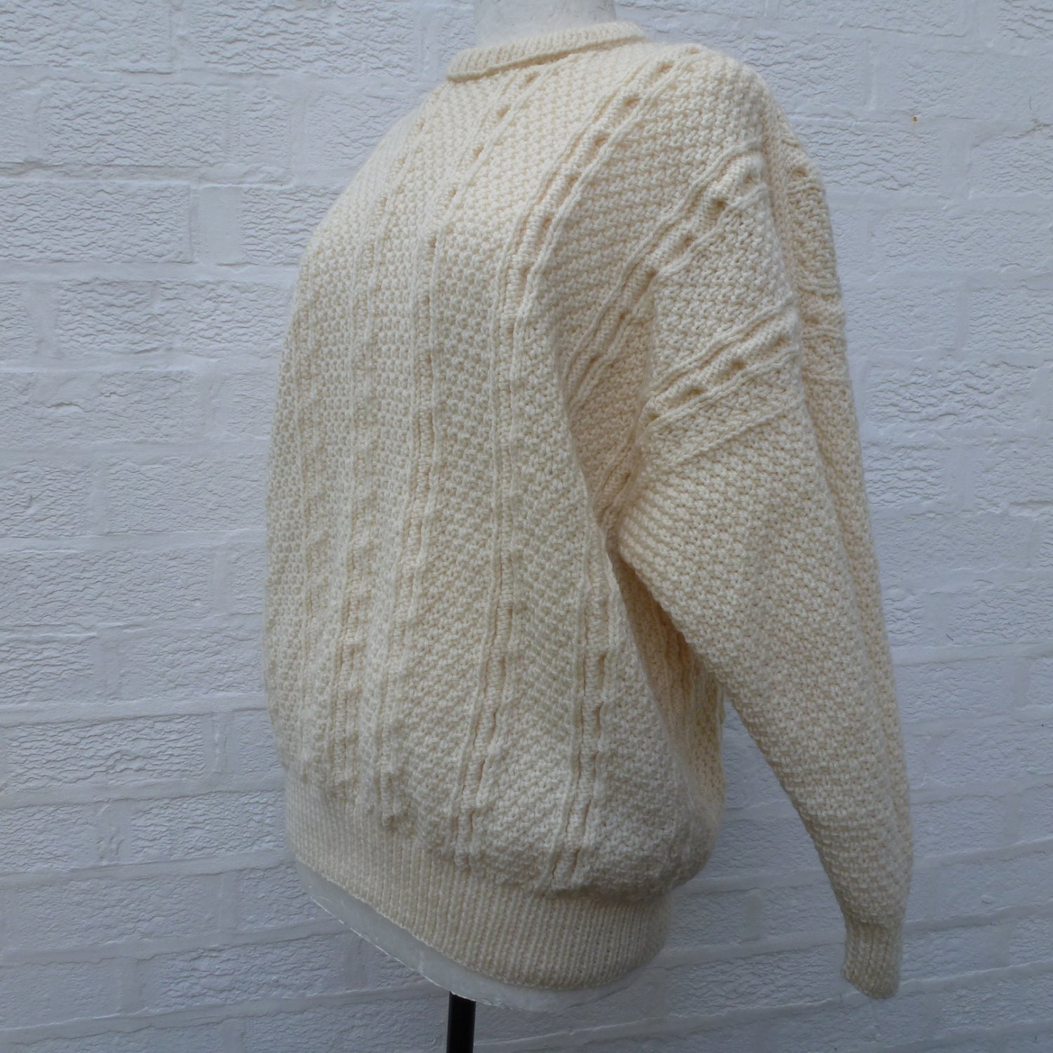 Mens jumper cable knit sweater ladies 90s vintage fishermans jumper