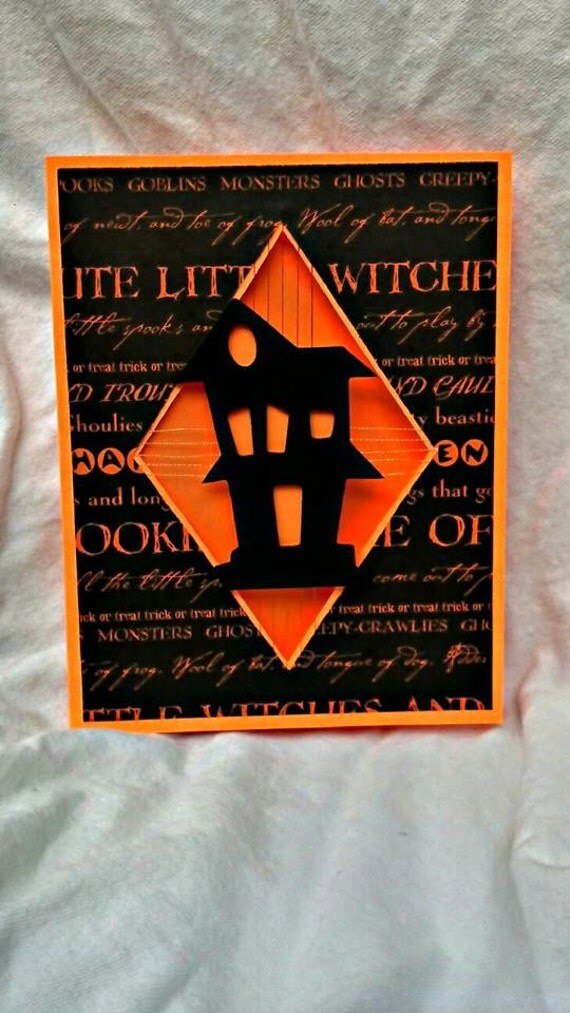 Items similar to SALE! Halloween Card with haunted house. on Etsy