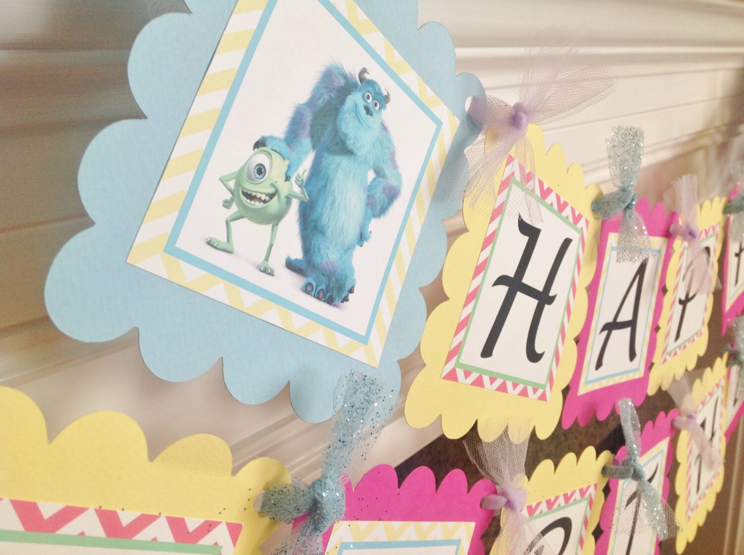 Happy Birthday Disney Character Inspired Banner Hot Pink