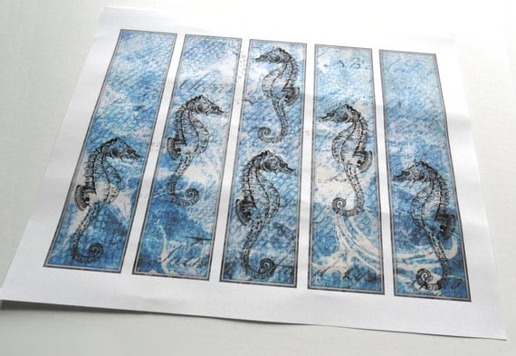 items similar to ocean seahorse printable bookmark 1 sheet