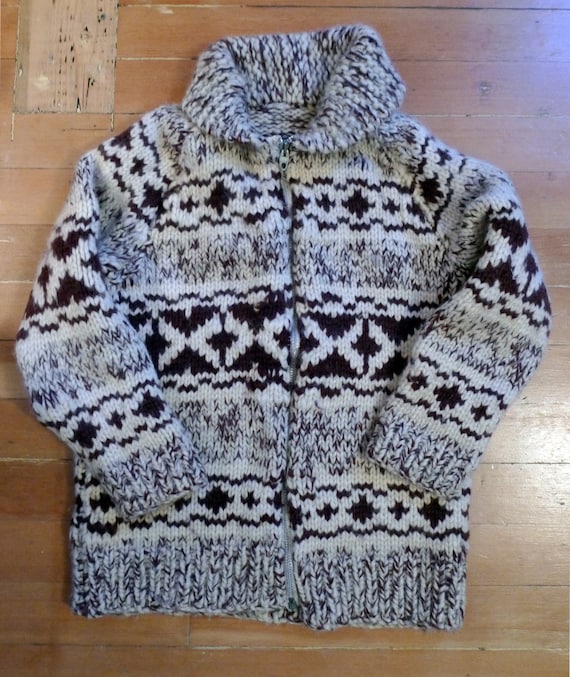 Items similar to Original Cowichan Siwash Sweater Hand Knit Jacket ...