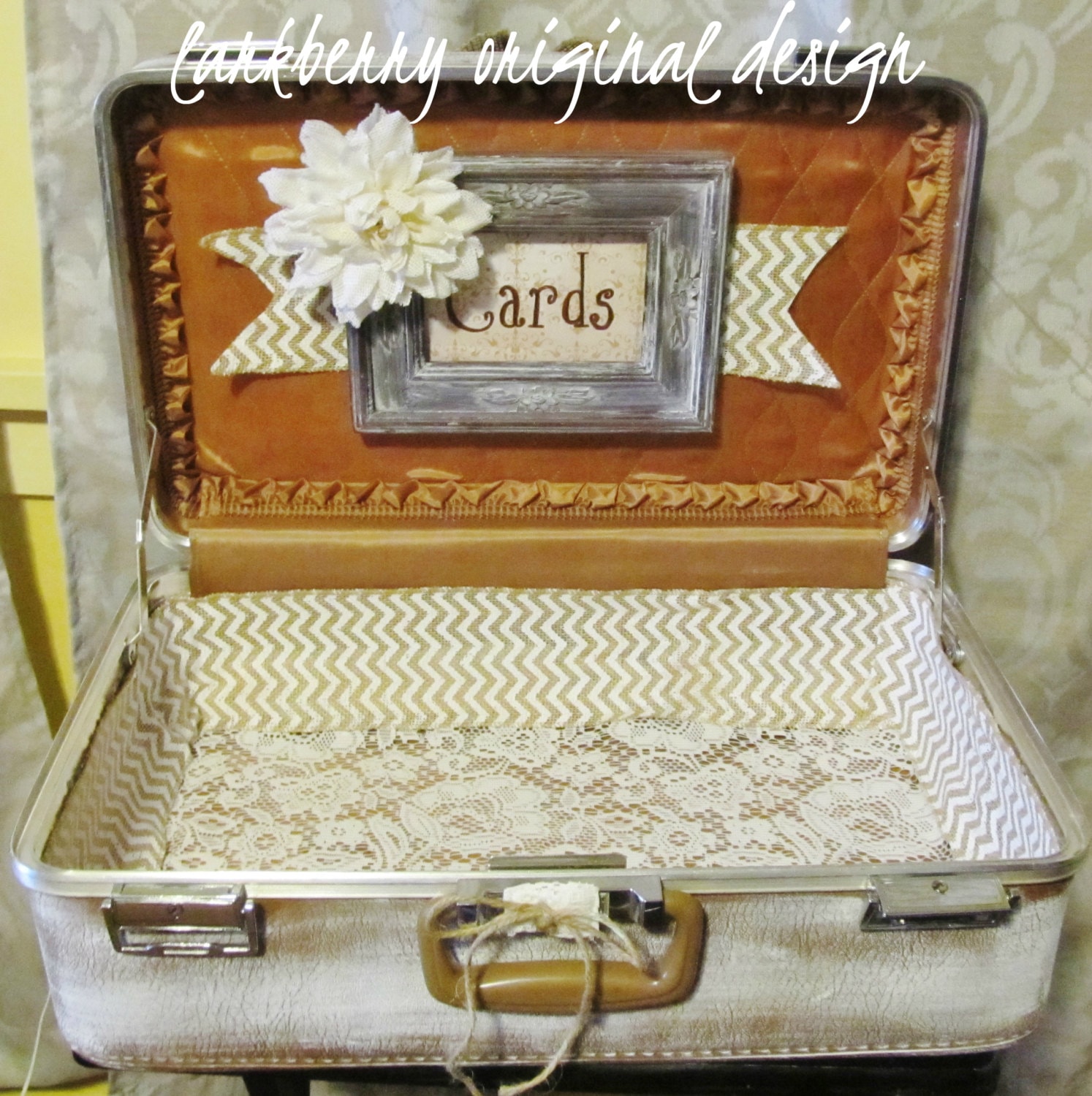 shabby chic wedding card suitcase rustic wedding card