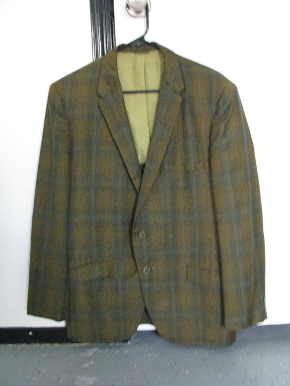 Items similar to Mens Vintage Plaid Sport Coat Blazer 50s 1950s Lyttons ...