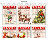 Digital Christmas Bingo Cards/ Santa and his Elves / 5" by 7" and 3.5" by 5" / downloadable / printable Il_170x135