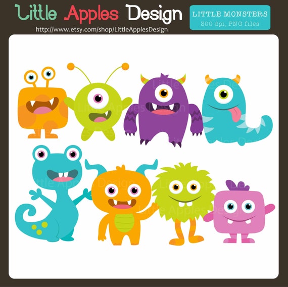 Little Monster Clip Art / Little Monster Clipart / Cute