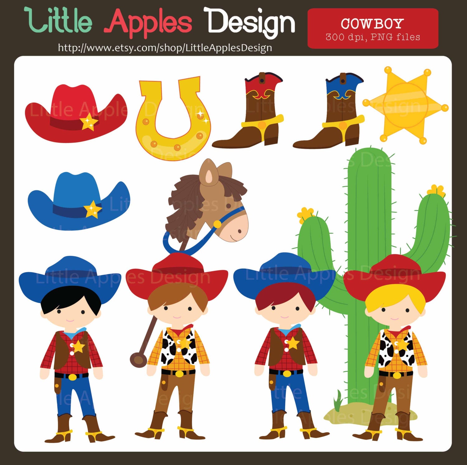 Cowboy Clip Art / Cowboy Clipart / Boot Clipart / by DreamyDuck