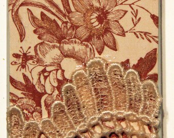Decorative Handmade iPhone 4/4s Hardshell Phone Case "Toile & Lace" Copper Floral Toile Vintage Lace Lace