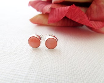 Tiny Sterling Silver and Coral earrings...dainty, simple and fun