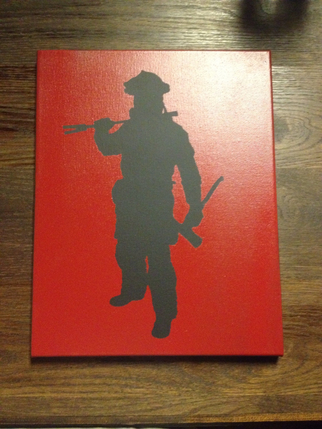 Firefighter silhouette painting