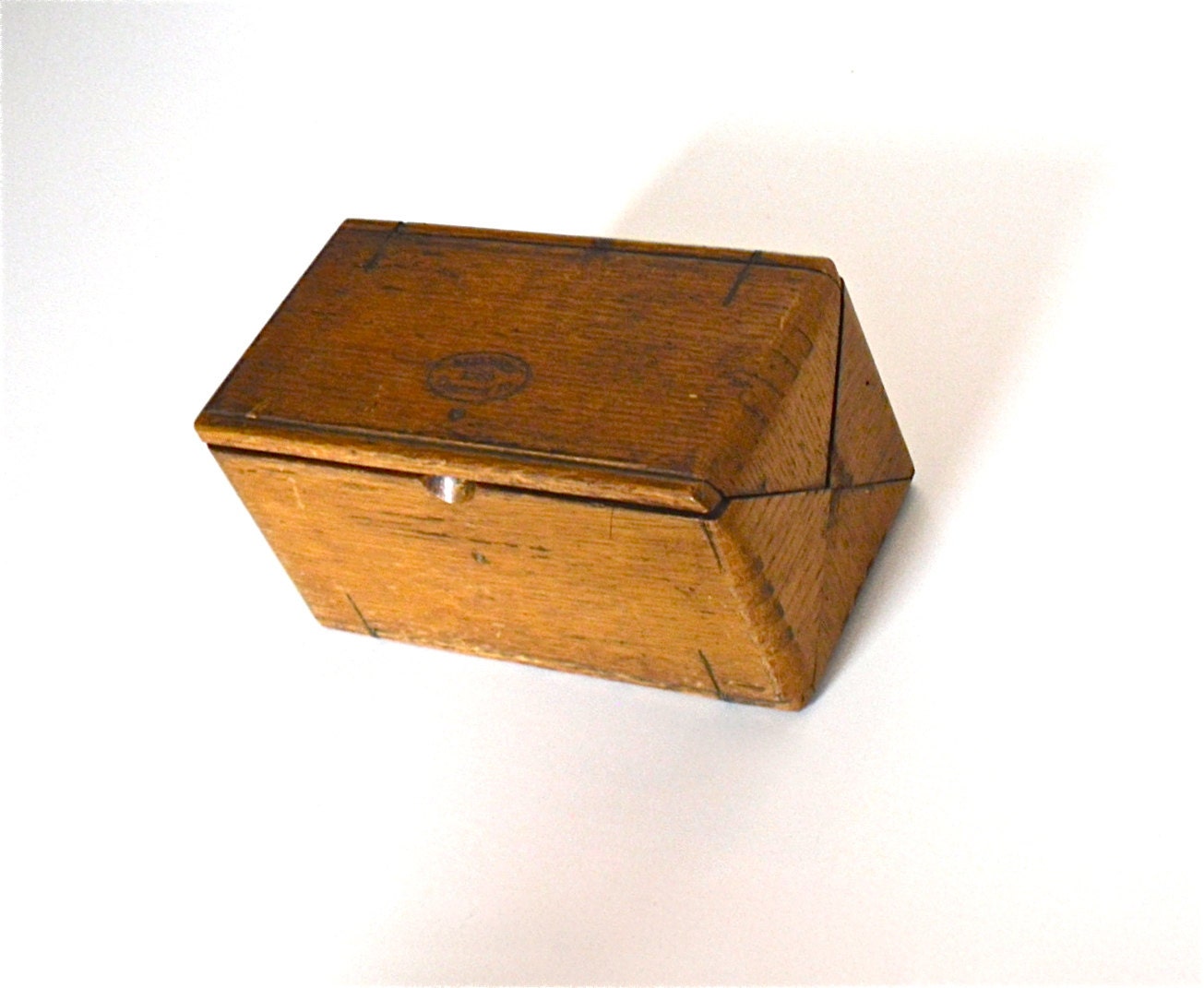 Antique Oak Wood Puzzle Box Singer Sewing Machine Attachments