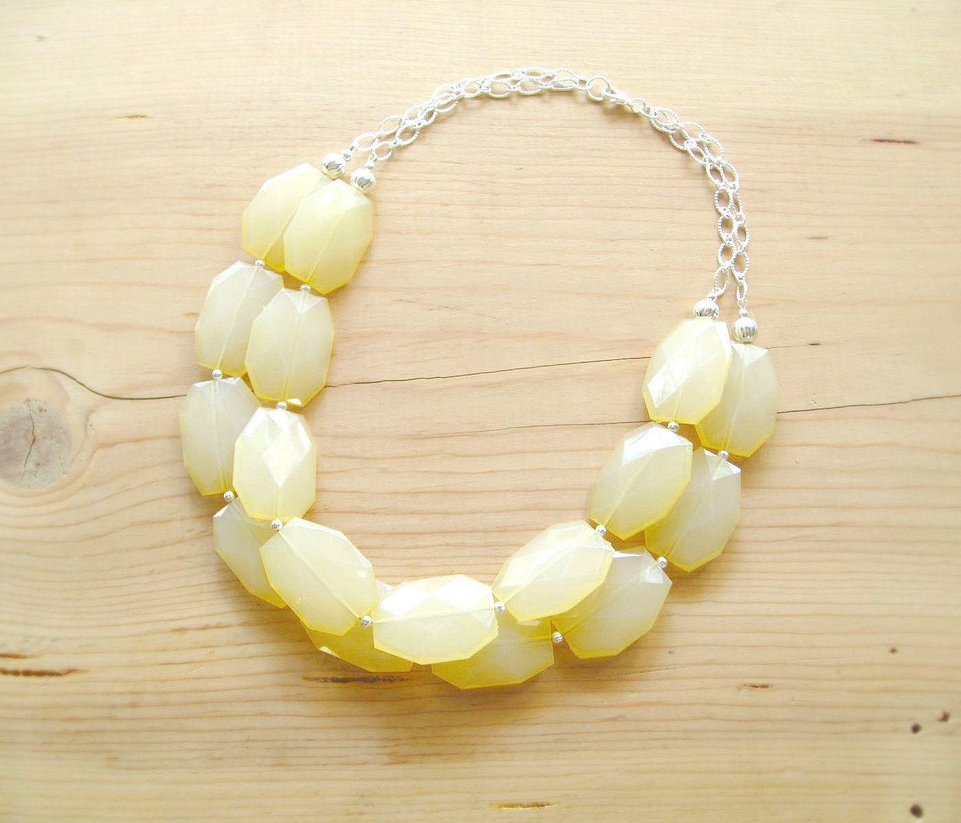 Yellow Statement Necklace Butter yellow necklace Light