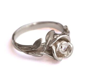 Rose Engagement Ring No.1 - 18K White Gold and Diamond engagement ring ...