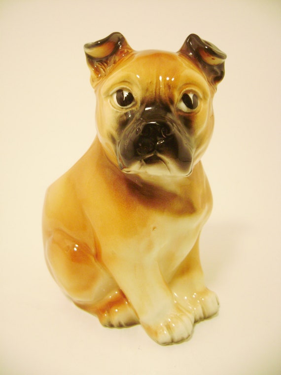 Adorable Vintage Lefton Fawn Color Boxer Dog Planter No. H