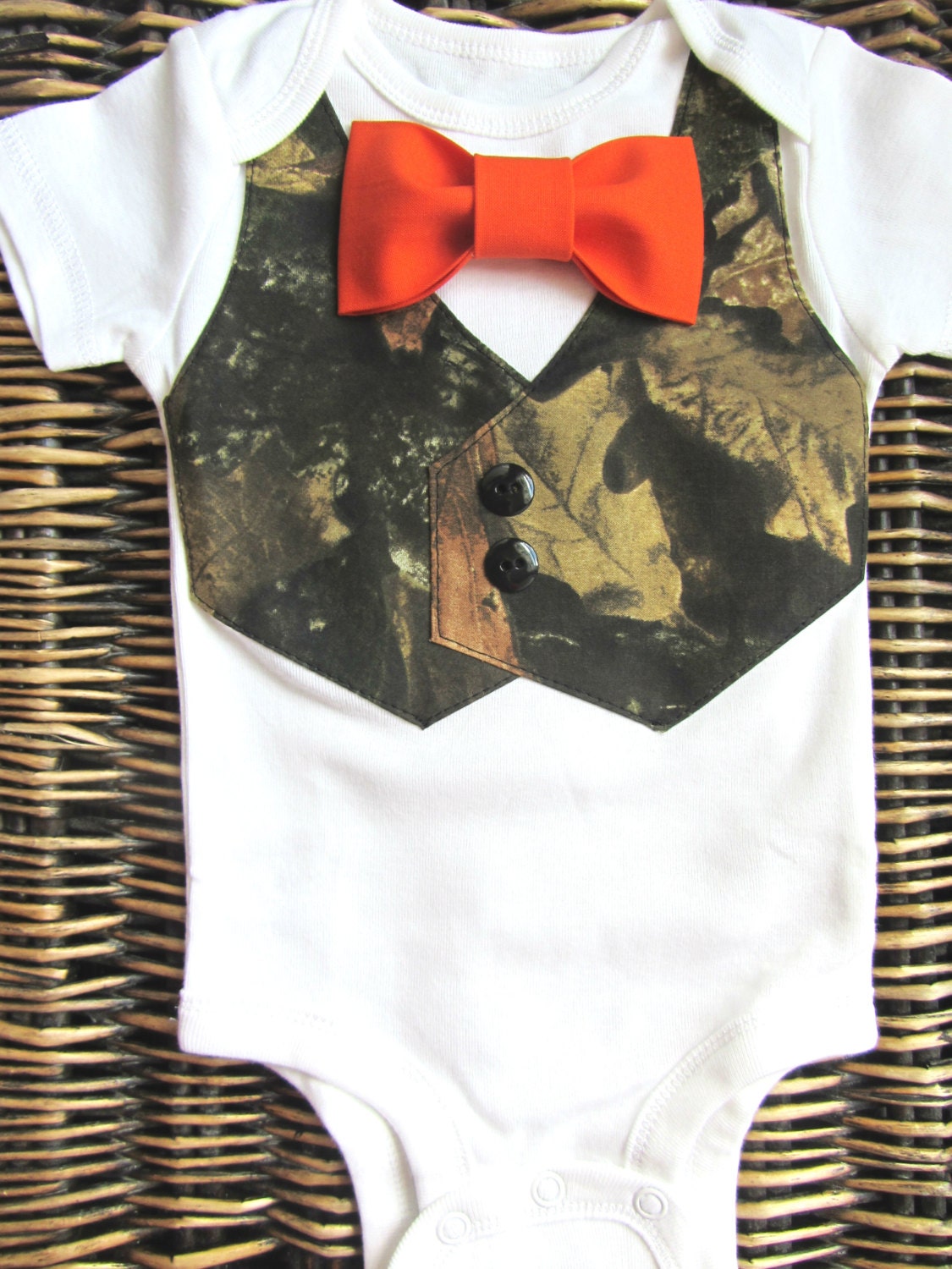 Baby Boy Clothes Baby Camouflage Orange Bow Tie Camo Vest