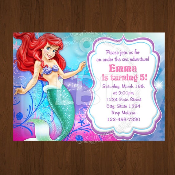 items similar to little mermaid invitation little mermaid birthday