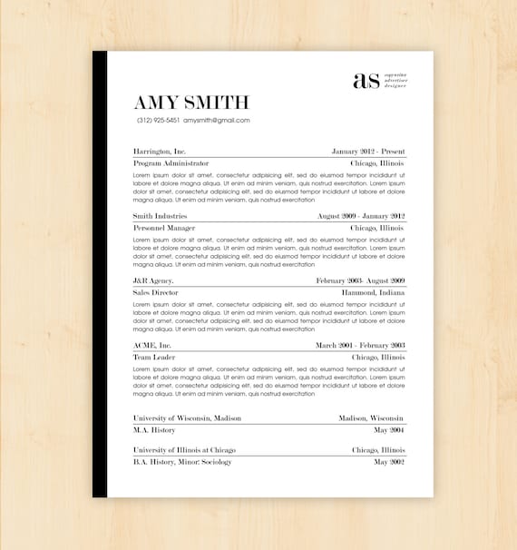 resume template    cv template the amy smith resume by phdpress