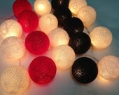 20 Lighting White-Red-Black Cotton Ball String Lights Ideal for Christmas Lights, Party Lighting, Bedroom Decor 20 Lighting White-Red-Black Cotton Ball String Lights Ideal for Christmas Lights, Party Lighting, Bedroom Decor