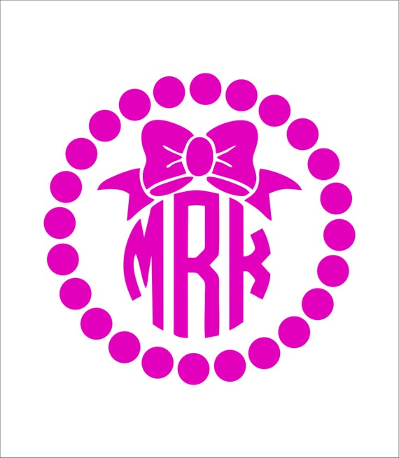 Download Car Monogram Decal With Polka Dot Border And Bow