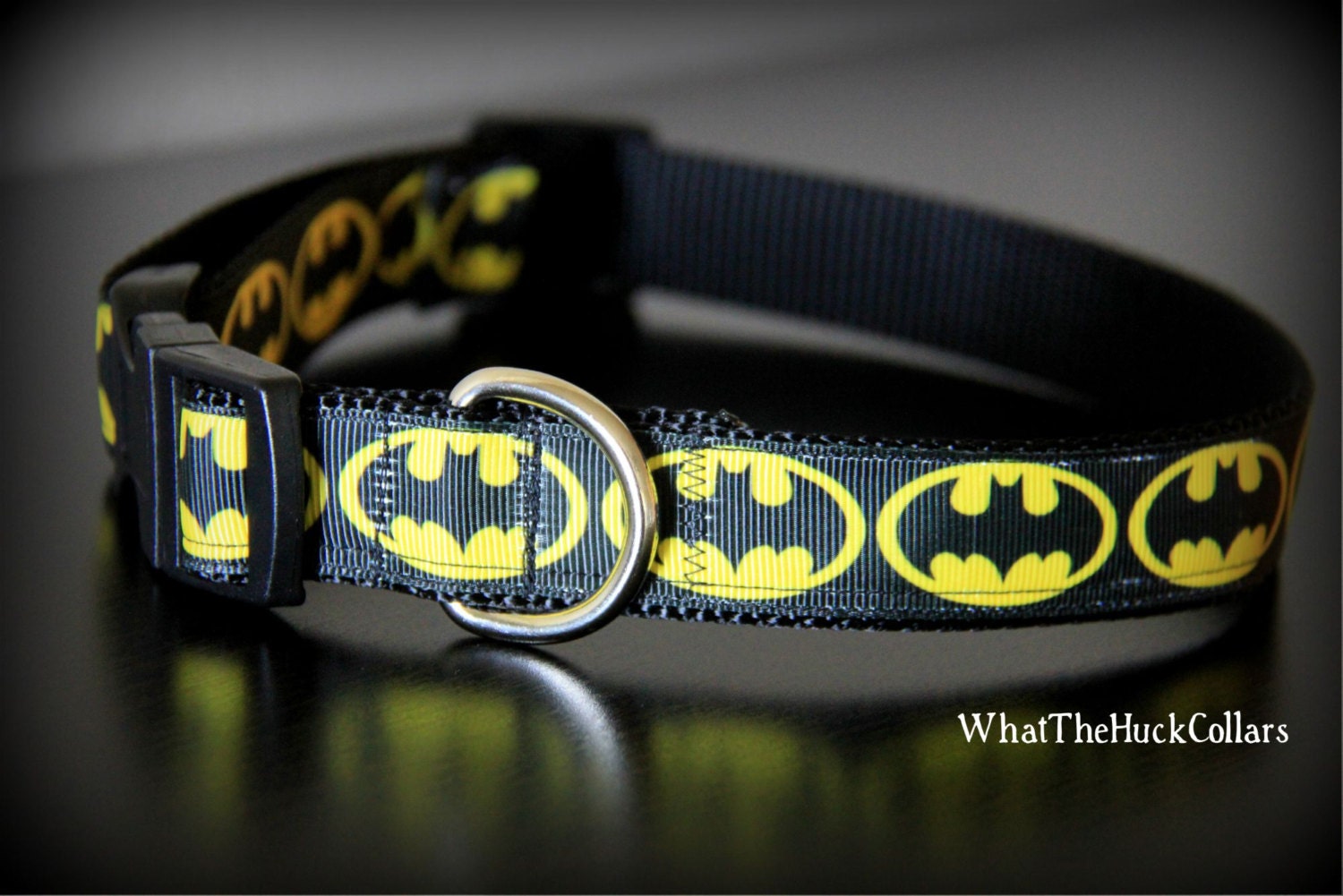 Batman Custom Adjustable Dog Collar by WhatTheHuckCollars on Etsy