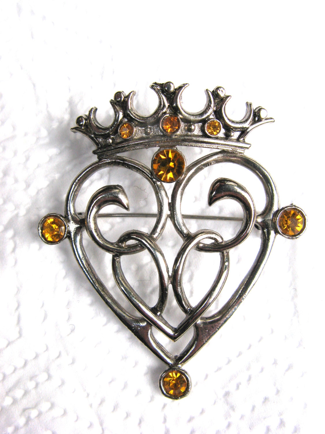 Vintage Scottish Luckenbooth Brooch / Pin Amber By VintageRetroUk