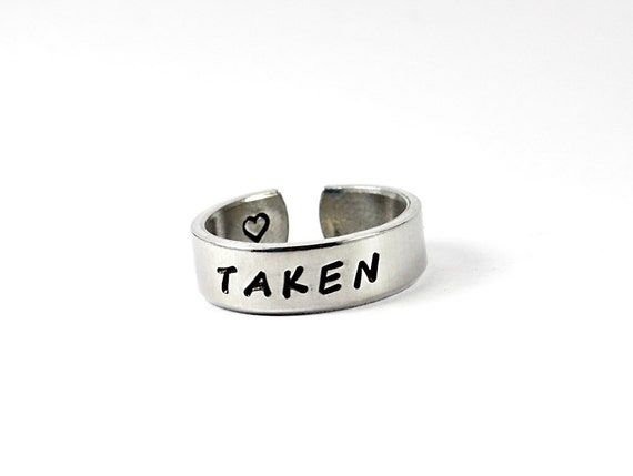 Taken Ring, Personalized Promise Ring, Unisex Ring, Love Jewelry, Hand ...
