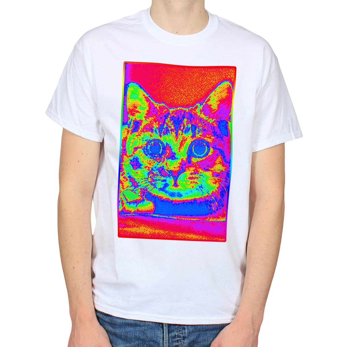 Psychedelic Cat T-Shirt Trippy Clothing Stoner Kitten Drug