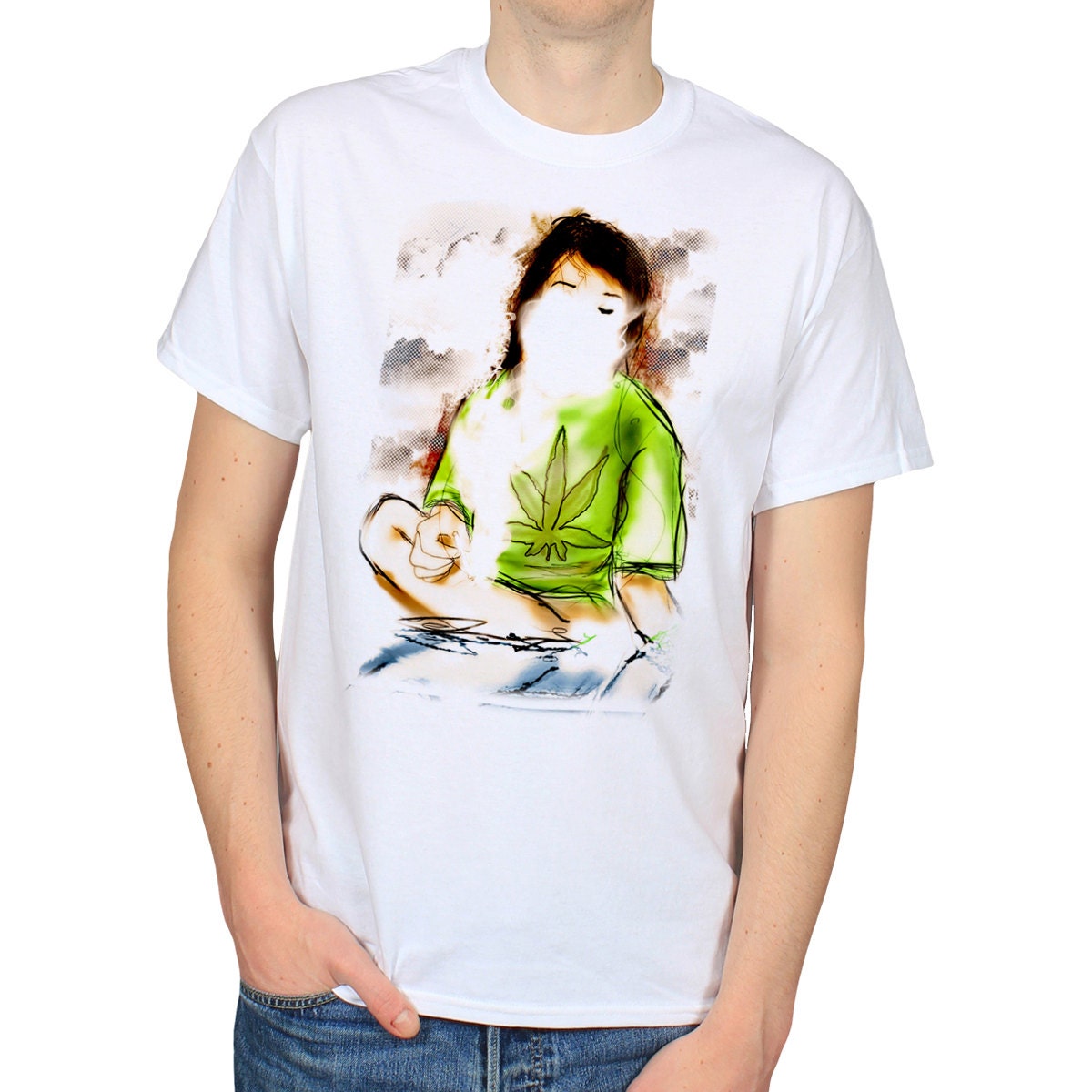 Weed T-Shirt Girl Smoking Cannabis Shirt Dope Graphic Tee