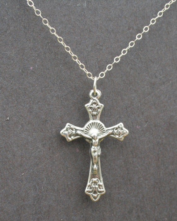 Items similar to Sterling Silver Crucifix Cross; Christmas Gift for Her ...