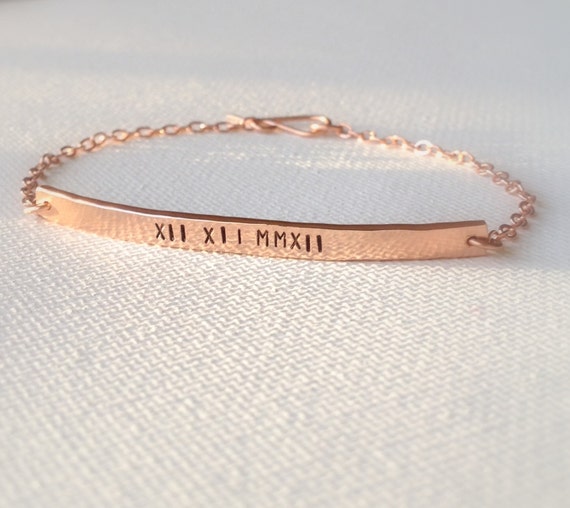 Roman Numeral Date Bracelet Rose Gold Bracelet