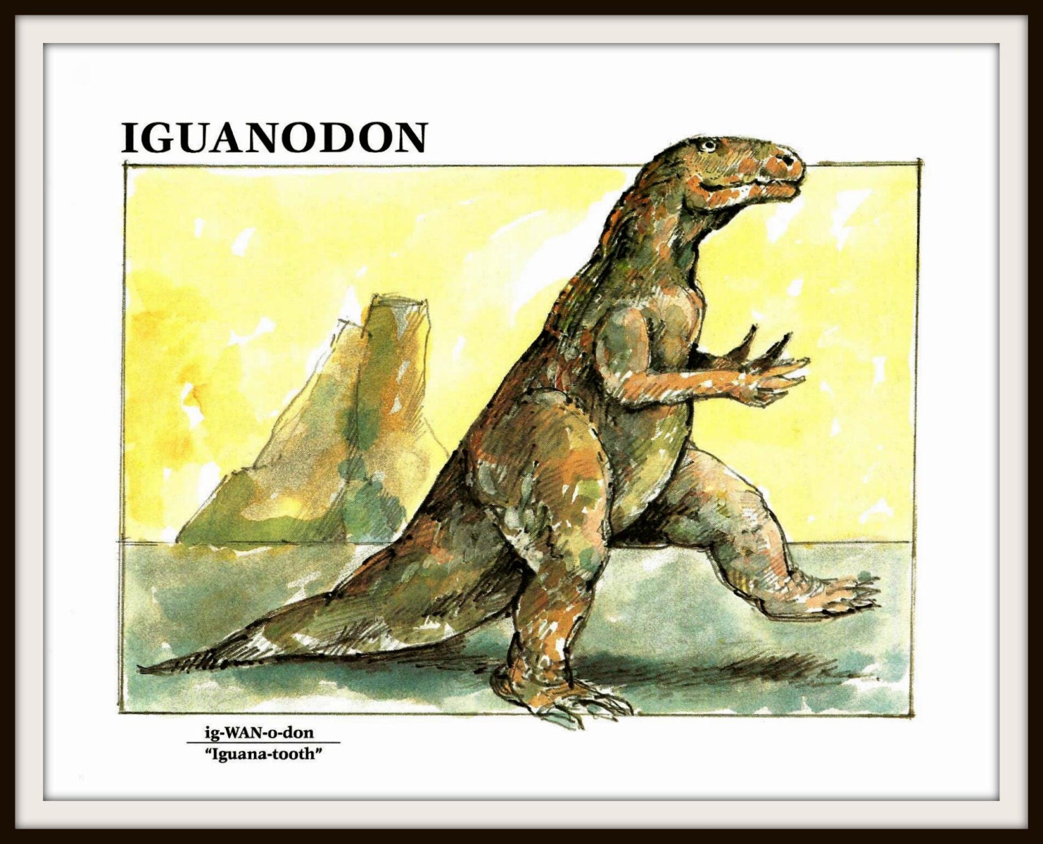 Vintage Dinosaur Art Iguanodon Art Print By Stevesvintageart