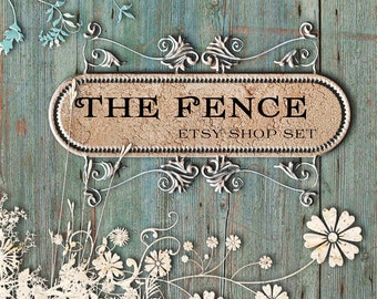 Etsy Shop Banner Set, Etsy Shop Set, Etsy Banner Set - The Fance Design - Flowers on Wood Etsy banner