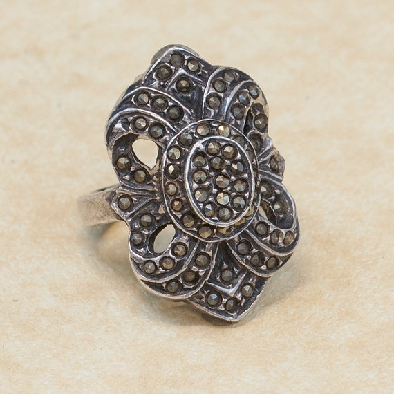 Vintage Sterling Silver and Marcasite Ring