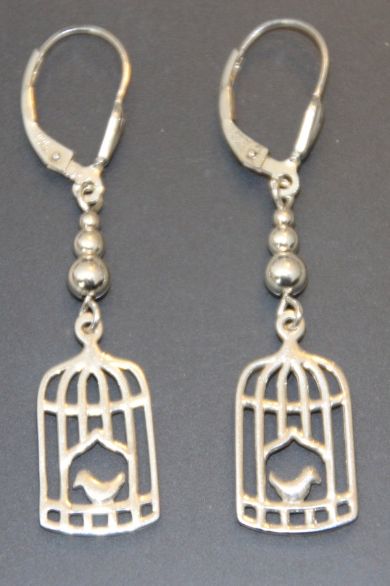 Sterling Silver Bird Cage Earrings by AngelWhispersJewelry on Etsy