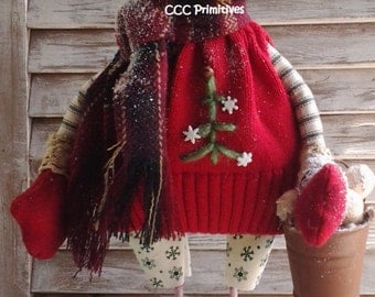 Primitive Pattern - Primitive Christmas Snowman Jake E-Pattern - Primitive Christmas Snow People Pattern - Primitive Snowman Pattern