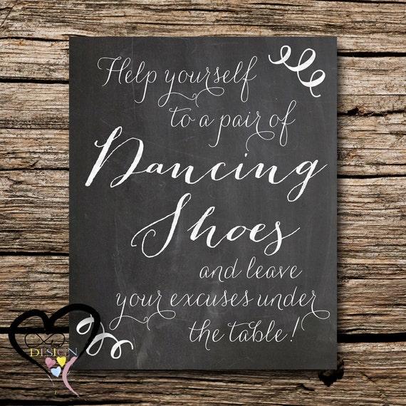 Chalkboard Wedding Decor Dancing Shoes Sign Tired Feet Help