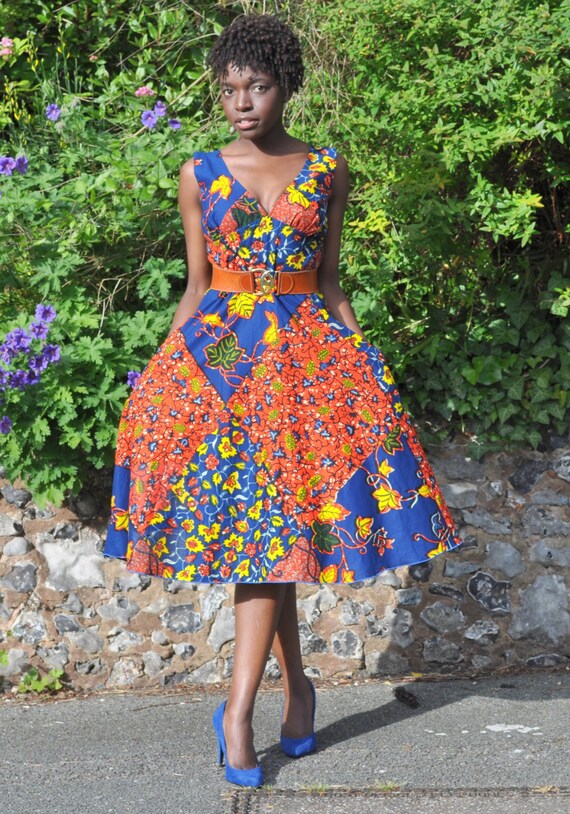 African print midi dress