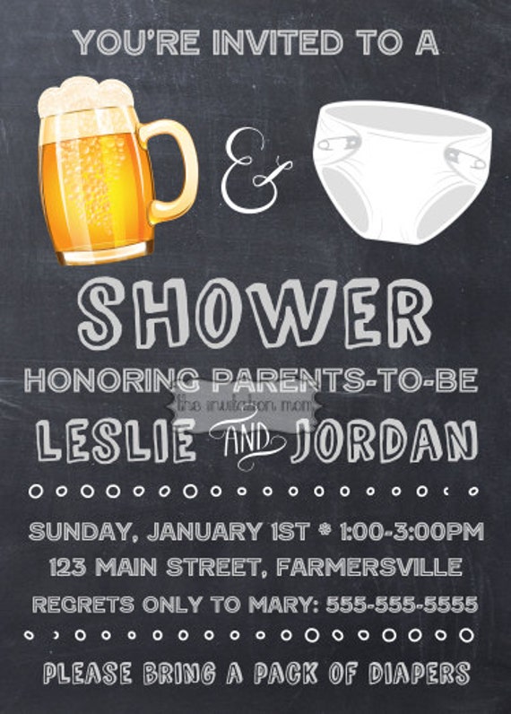 Diapers and Beer Baby Shower Digital Printable Invitation or Postcard Diapers and Beer Baby Shower Digital Printable Invitation or Postcard